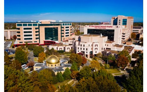 An aerial view of St. Jude campus