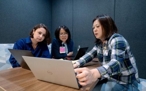 Female group of participants at St. Jude hackathon