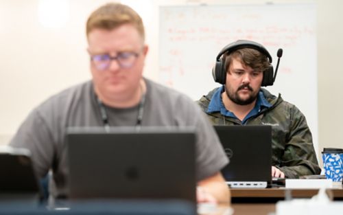 Two male participants at the St. Jude hackathon