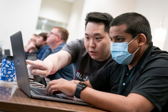 Two male participants in St. Jude biohackathon