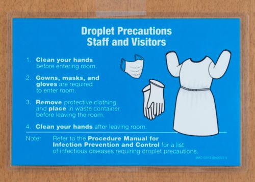 letrero de aislamiento azul