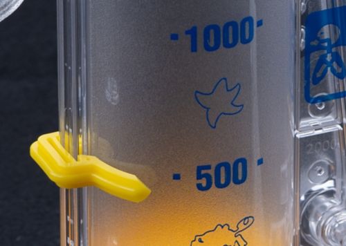 Left side of spirometer to adjust the level