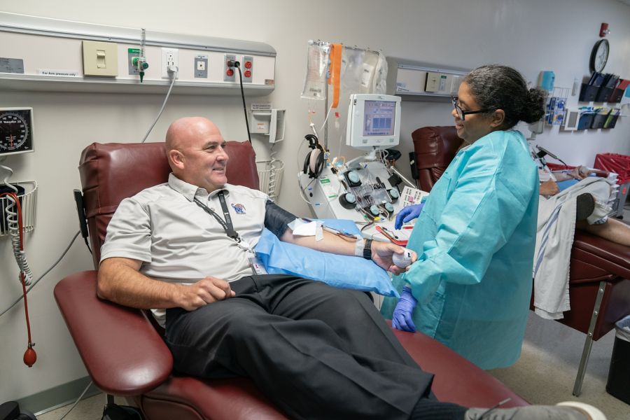 Tony Martin donating platelets
