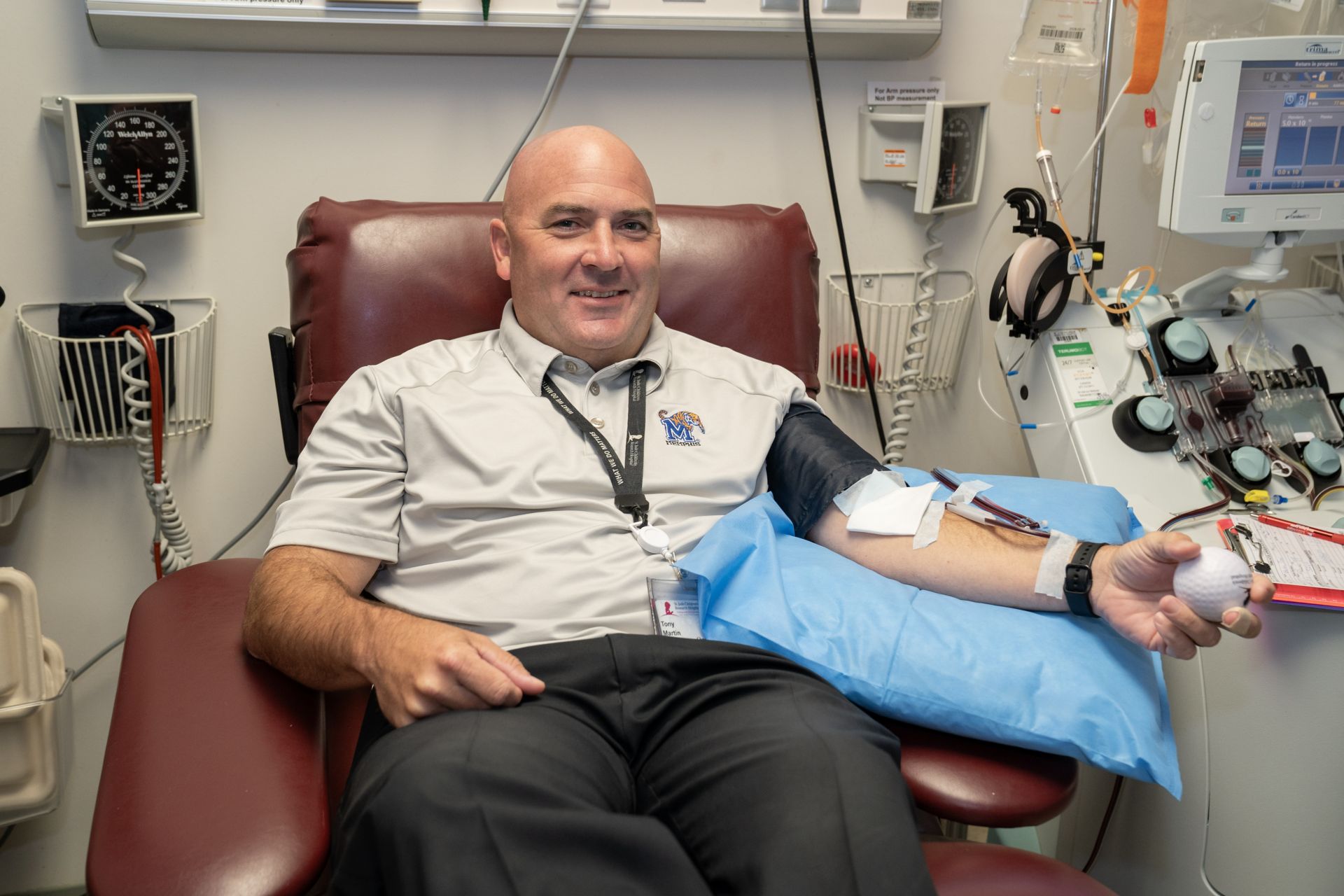 Tony Martin donating platelets