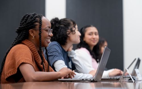 Three women at a table