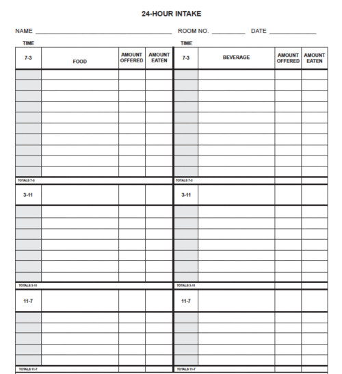 Use the 24-Hour Intake card to record all liquid your child drinks or food they eat.