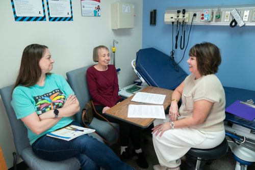 Patients at a table