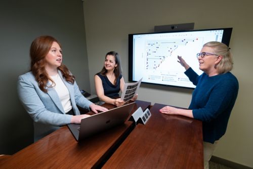 Alise Blake, Melissa Perrino, and Kim Nichols in office setting