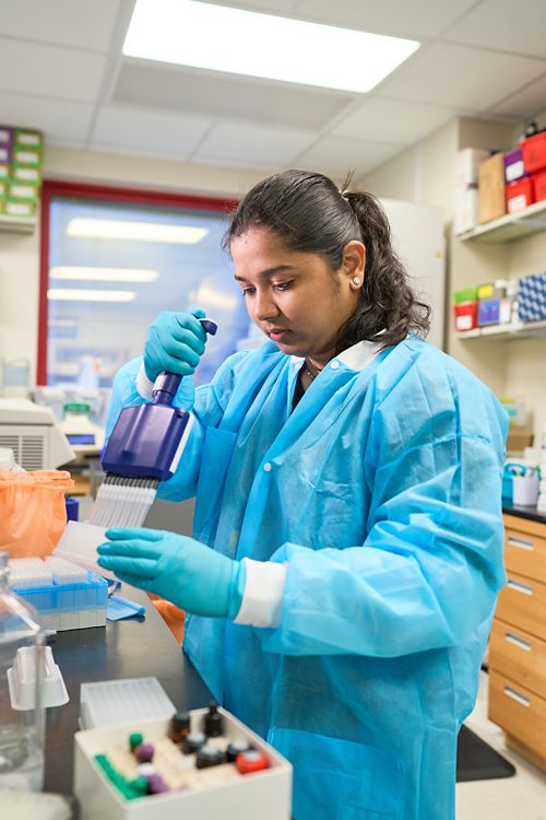 Nikitha Nimmagadda in a laboratory/research environment