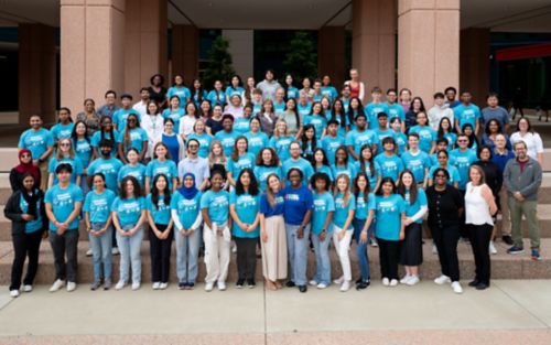 large group of teens gathered for photo