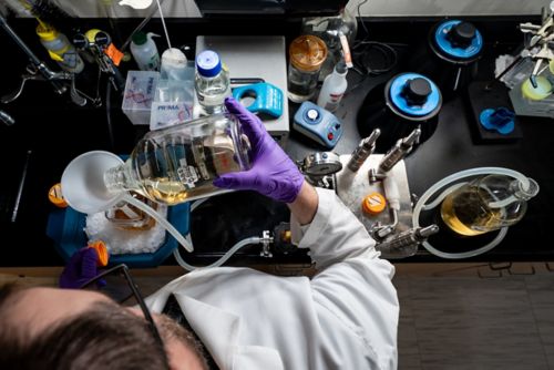 overhead photo of someone working in a lab