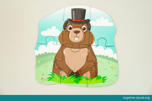 an animal puzzle of a groundhog