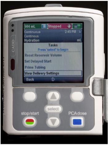 Programming a CADD Solis pump step 5: view delivery settings