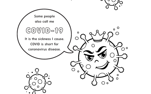 Libro para colorear &ldquo;Learn about the Coronavirus&rdquo; (Aprende sobre el coronavirus)