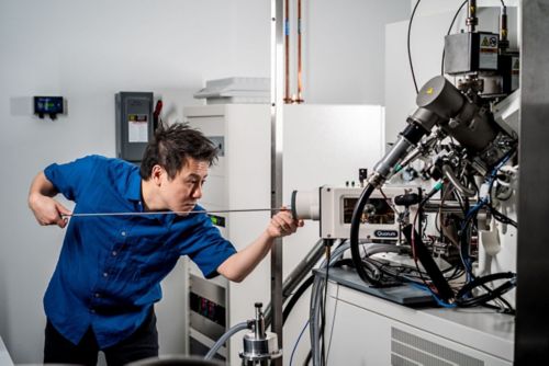 Man working on lab equpiment