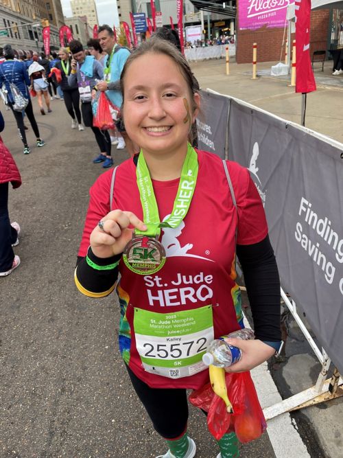 Kailey after finishing a St. Jude 5K.