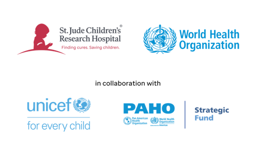 Logos for St. Jude, WHO, Unicef, PAHO