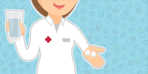 illustration of nurse w/pill