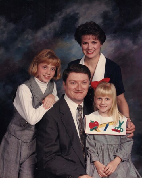 Marty, shown here with his wife and daughters, did not talk about his cancer diagnosis as a teenager or young adult.  