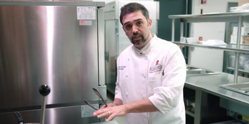 St. Jude executive chef Michael Vetro prepares sweet potato gnocchi 