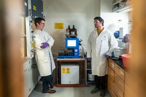 Daniel Blair, PhD, and postdoctoral research associate Gary Arevalo, PhD