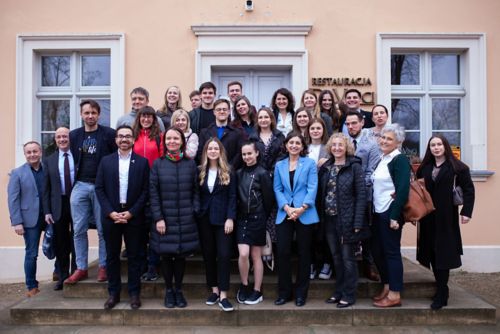 Asya Agulnik, MD, MPH,  with SAFER Ukraine volunteers, staff, supporters and local officials