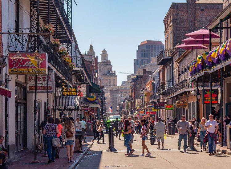 photo of people on Bourbon Street in New Orleans