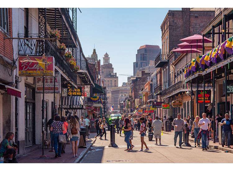 photo of people on Bourbon Street in New Orleans