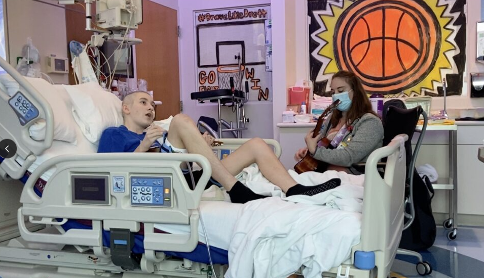 Brett with music therapist