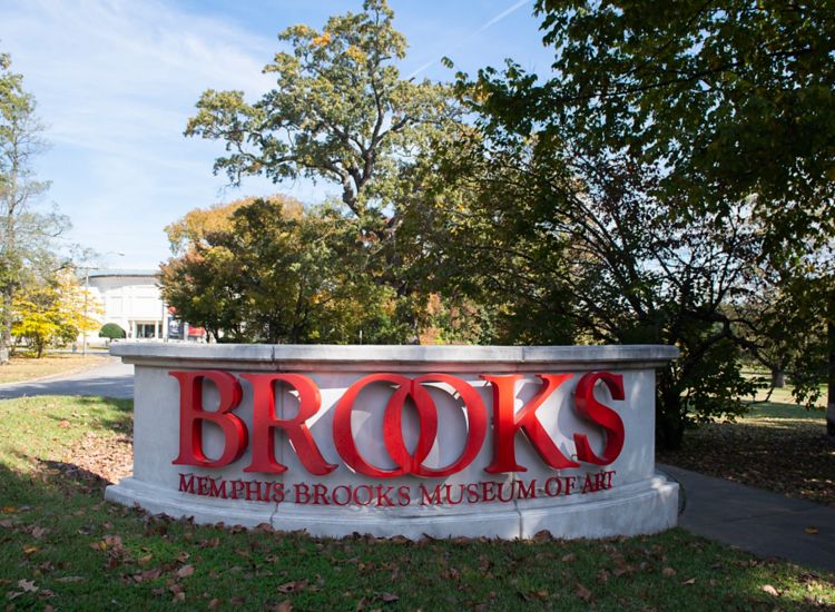 Entrance sign to the Brooks Museum of Art in Memphis.