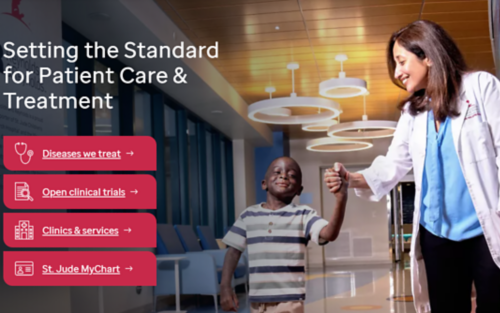 screenshot of care and treatment website homepage