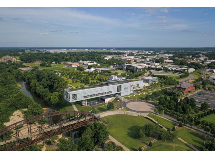 Aerial view of Clinton Presidential Center,