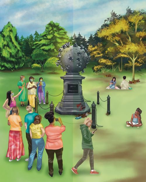 graphic depicting monument to COVID