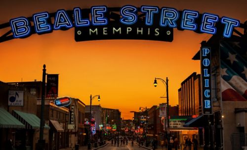 Beale street from east end at Sunset