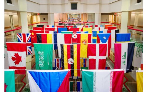 Flags in Danny Thomas atrium
