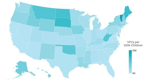 Figure 2: Number of VFC Providers per 100,000 Children by State, 2022 