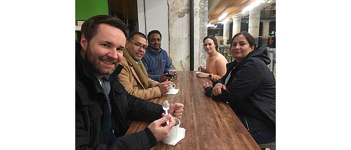 Fischer lab members at table