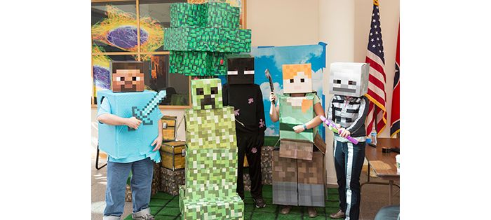 Fischer lab members as minecraft characters for Halloween