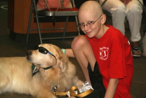 Heather with golden retriever