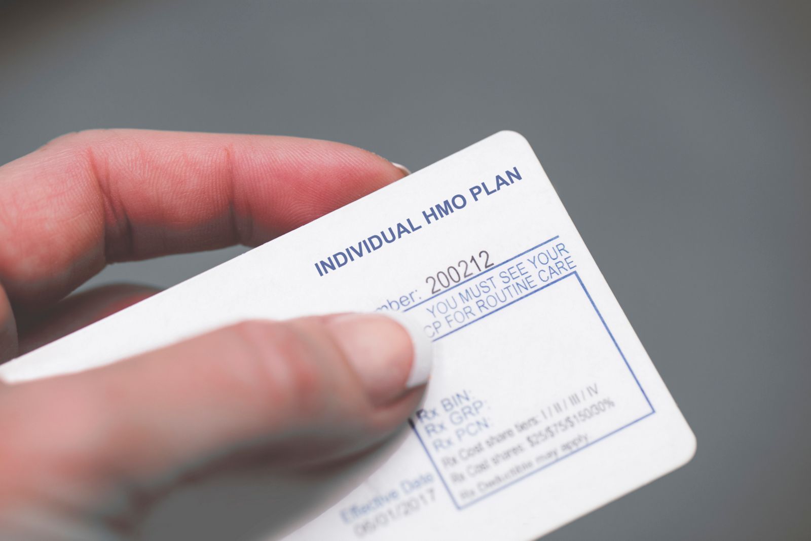 Individual HMO Plan insurance card