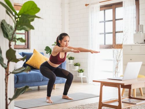 Online videos are one way to exercise at home.