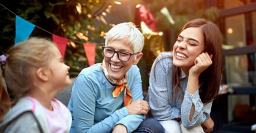 A family laughing together