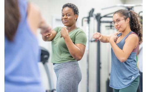 Group of women taking fitness class