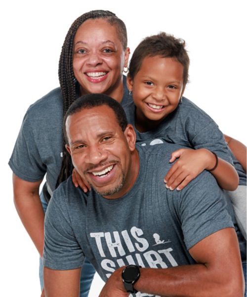Kim and her husband and daughter