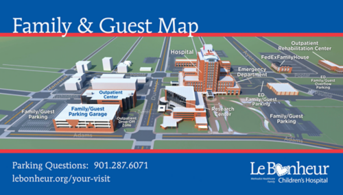 Map of the campus of Le Bonheur Children's Hospital