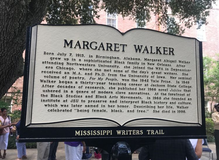 Photo of a historical marker for Margaret Walker