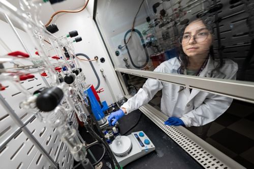 female scientist working in lab