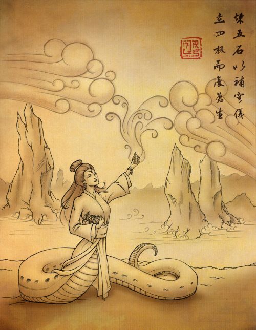 Illustration of the ancient Chinese goddess Nuwa