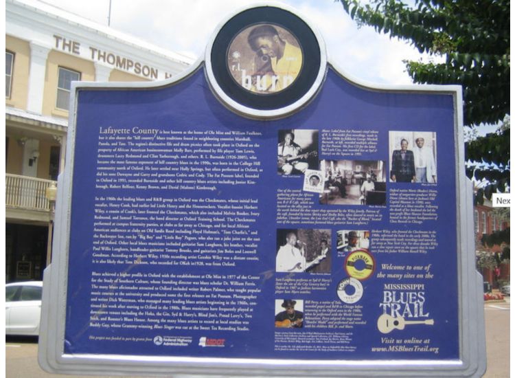 photo of historic sign for mississippi blues trail