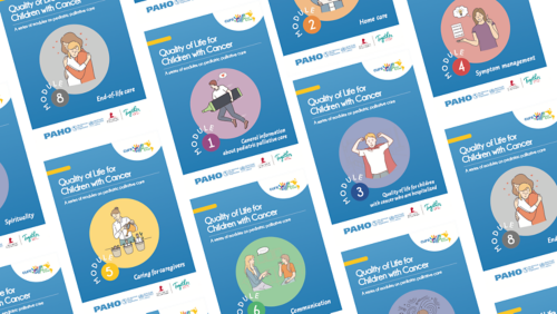 Imagen de la portada del folleto Calidad de vida de los niños con cáncer de la OPS
